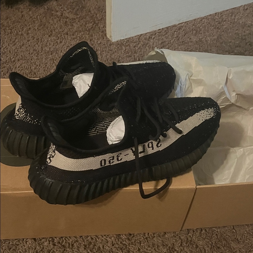 Yeezy Black and Cream Boost 350 V2 Sneakers